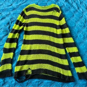 Killstar distressed striped sweater